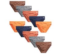 Reebok Calzoncillos de talle bajo para hombre, paquete de 10 unidades, ropa interior deportiva para hombre, con bolsa de contorno para gimnasio y uso diario, Azul/Naranja/Gris, Small