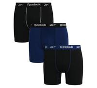 Reebok Calzoncillos tipo bóxer para hombre, paquete de 3 calzoncillos elásticos que absorben la humedad con bolsa de contorno, entrepierna de 6 pulgadas, Negro/Negro/Azul Profundidades, X-Large
