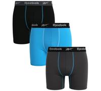 Reebok Calzoncillos tipo bóxer para hombre, paquete de 3 unidades, cómodos, elásticos, sostenibles, con bolsa de contorno (tallas: S-XL), Imán/Negro/Azul, Medium