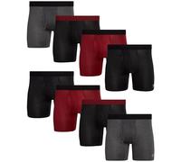 Reebok Calzoncillos tipo bóxer para hombre, paquete de 8 calzoncillos tipo bóxer de rendimiento con bragueta, paquete de ropa interior para hombre (S-XL), Gris/Negro/Rojo/Negro, Medium