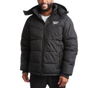 Reebok Chaqueta de invierno para hombre, abrigo grueso y pesado, abrigo acolchado con capucha y aislamiento cálido para hombre, Negro, X-Large