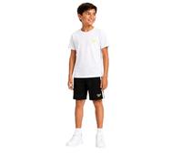 Reebok Conjunto de pantalones cortos deportivos para niños, ropa de verano de 2 piezas con camiseta de bolsillo y pantalones cortos para correr para niños activos, Blanco/Negro, 12