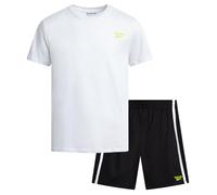 Reebok Conjunto de pantalones cortos activos para niños, camiseta de rendimiento de 2 piezas y pantalones cortos de baloncesto para gimnasio, trajes deportivos de verano para niños (8-12), Blanco