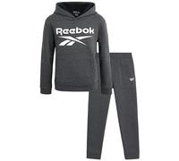 Reebok Conjunto de pantalones deportivos para niños, 2 piezas de forro polar, sudadera con capucha para niños y jóvenes, Gris oscuro (Dark Grey Heather), 12