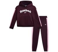 Reebok Conjunto deportivo para niñas, conjunto de sudadera a juego de 2 piezas con sudaderas con capucha y pantalones deportivos para niñas, Ciruela, 12