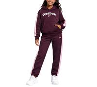 Reebok Conjunto deportivo para niñas, conjunto de sudadera a juego de 2 piezas con sudaderas con capucha y pantalones deportivos para niñas, Ciruela, 12