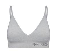 Reebok Crop Top Deportivo Elástico Mujer, con Tirantes Ajustables, Acolchado Inalámbrico y Extraíble - Gris Marga