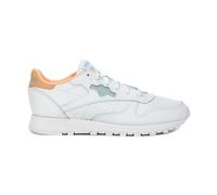 Reebok Cuero clásico V1 para mujer, Blanco/Azul Perla/Naranja Aura, 9
