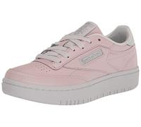 Reebok Girls Club C Double Sneaker, Porcelain Pink/White/Silver Metallic, 4 Big Kid