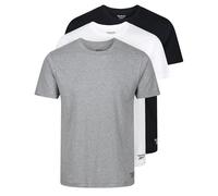 Reebok Hombres Camiseta de Cuello Redondo Negro/Blanco/Gris Paquete de 3 Pequeño