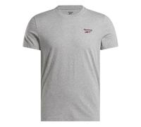 Reebok Identity Small Logo tee T-Shirt, Medium Grey Heather/Vector Red, S Men's