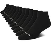 Reebok Men's Cushioned Comfort Breathable Quarter Cut Basic Socks (12 Pack) (Shoe Size: 6-12.5, True Black)