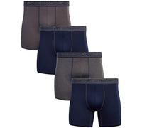 Reebok Men's Performance Boxer Briefs with Comfort Pouch (4 Pack) (Charcoal Melange/Maritime Blue/Blackened Pearl/Maritime Blue, Medium)