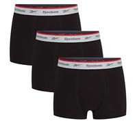 Reebok Ovett Boxers for Men | Pack of 3 Mens Trunks, Breathable & Stretchable Underwear for Men | Multipack Cotton Boxer Shorts, Black, L