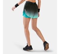 Reebok - Pantalón corto Athlete Speed 2 en 1 Ombre Mid Rise 3" para mujer, BLACK/TWISTED TURQUOISE, Tamaño: M
