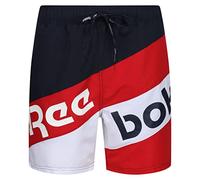 Reebok Pantalones Cortos de natación para Hombre en Azul y Rojo de Longitud Media, poliéster de Secado rápido Bañador, M