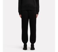 Reebok - Pantalones de Forro Polar con Logo de Satén, Black, Tamaño: M