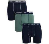 Reebok Ropa interior para hombre, calzoncillos tipo bóxer de rendimiento sostenible (paquete de 3), Azul marítimo/bosque oscuro/azul marítimo, X-Large