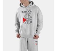 Reebok - Sudadera con capucha relajada para hombre Starcrest, LIGHT GREY MARL, Tamaño: S