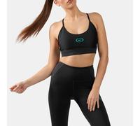 Reebok - Sujetador deportivo Athlete Speed Strappy para mujer, BLACK/TWISTED TURQUOISE, Tamaño: M