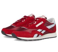 Reebok Tenis clásicos de nailon para hombre, Borgoña clásico/rojo destello/azul cristal, 43 EU