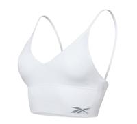 Reebok Top Corto Acanalado sin Costuras Mujer | Top Estilo Sujetador sin Costuras con sujeción Ligera, sin Aros y con Almohadillas extraíbles | Disponible en Negro o Blanco, en 4 Tallas