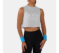 Reebok - Top corto gráfico para mujer Lux, Grey Marl, Tamaño: L