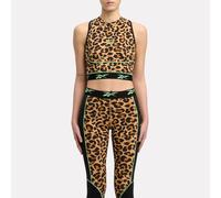 Reebok - Top Deportivo Corto con Estampado Animal Sport Street, Animal Print Aop, Tamaño: 2XS