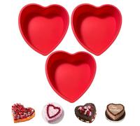 REECAGO Molde para tartas en forma de corazón, 3 moldes de silicona de 6 pulgadas, molde antiadherente de liberación rápida adecuada para magdalenas, pudines y pan