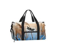 Reeds Dragonfly Pond - Bolsa de lona deportiva con compartimento para zapatos, ligera, para gimnasio, fin de semana para hombres y mujeres, bolsa de viaje impermeable con bolsillo húmedo
