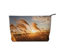 Reeds in The Wind - Bolsa de cosméticos de pana de gran capacidad, impermeable, a la moda, bolsa de almacenamiento de artículos de tocador, Black, Talla única