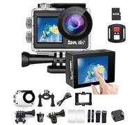 REEDTOCK Cámara de acción con pantalla táctil, pantalla dual 4K 24MP, cámara subacuática impermeable con control remoto EIS WiFi 4X, grabadora de video deportiva, kit de accesorios de cargador dual de