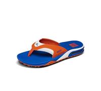 Reef Fanning Pregame Chanclas con abrebotellas para hombre, soporte en el arco, suela duradera, resistentes al agua, Anaranjado/Azul, 45 EU