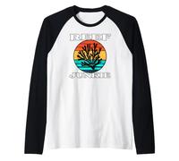 Reef Junkie Saltwater Aquarium Coral Reef Keeper Camiseta Manga Raglan