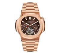 REEF TIGER Reloj cuadrado de moda para hombre, color oro rosa, mecánico, 24 horas, Tourbillon, impermeable, automático, pulsera RGA20S7, RGA20S7-PGP, Mecánico, automático, reloj automático