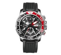 REEF TIGER Reloj mecánico multifuncional Aurora Stalker de 45 mm, esfera azul, superluminoso, impermeable, correa de goma, reloj automático RGA3053, RGA3053-YBBR, Mecánico