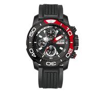 REEF TIGER Reloj mecánico multifuncional Aurora Stalker de 45 mm, esfera azul, superluminoso, impermeable, correa de goma, reloj automático RGA3053, RGA3053-BBBR, Mecánico