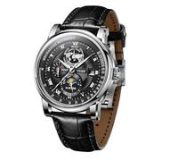 REEF TIGER Top Brand RGA1963 - Reloj automático para hombre, diseño de fase lunar, calendario completo, luminoso, transparente, de cuero