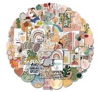 REEKNOKOL 100 pcs Pegatina Estética,Stickers Aesthetic, Pegatinas Scrapbooking, Pegatinas Vinilo Resistentes al Agua para Botellas de Agua, Scrapbooking, Diario, Portátil（Boho 2）