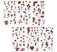 REEKNOKOL 12 Hojas de Pegatinas de Flores, Pegatinas de Rosas Naturales, Pegatinas Autoadhesivas Florales, calcomanías de Vinilo para Scrapbooking, Tarjetas, laptops, Manualidades, Diarios, Botellas