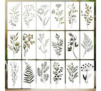 REEKNOKOL Plantillas de plantas, 18 plantillas reutilizables de hojas florales para pintar, manualidades, álbumes de recortes, decoración de pared