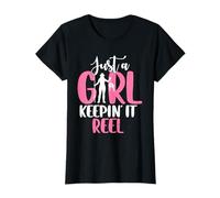 Reel Just A Girl Keepin It Fisherwoman, Amante de la Pesca para niñas Camiseta