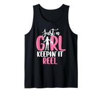Reel Just A Girl Keepin It Fisherwoman, Amante de la Pesca para niñas Camiseta sin Mangas