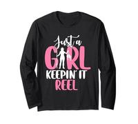 Reel Just A Girl Keepin It Fisherwoman, Amante de la Pesca para niñas Manga Larga