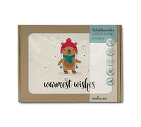 Reelax.me Cojín de huesos de cereza para microondas - Cojín de granos con texto en alemán Warmest Wishes, regalo con mensaje motivacional - Idea de regalo para hombres, mujeres y niños