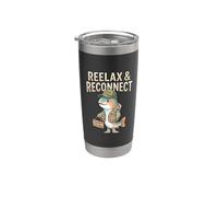 Reelax & Reconnect Gone Fishing Cita Trucha Bass Humor Dad Vaso térmico de acero inoxidable de doble pared