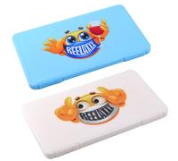 REELAXXX | 2 Sets | Caja de máscara Infantil | Almacenamiento máscara | Organizador Reutilizable | Bolsa Original | Funda rígida Protectora | Niña niño | Emoji | Lote Cajas (2U, Blanco/Azul 2)