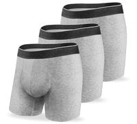 REELINDRY Ropa interior para incontinencia para hombre, alta absorción, enfermedad de la próstata, fugas de vejiga, pierna larga, calzoncillos, lavable, paquete de 3 (3 gris claro, XL)