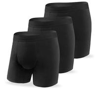 REELINDRY Ropa interior para incontinencia para hombre, alta absorción, enfermedad de la próstata, fugas de vejiga, pierna larga, calzoncillos, lavable, paquete de 3 (3 negros, L)