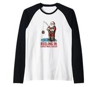 Reeling In Christmas Cheer - Divertida Pesca navideña Camiseta Manga Raglan